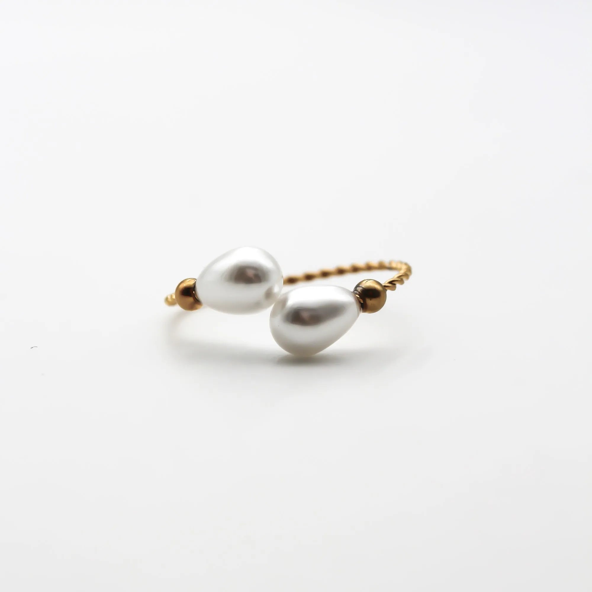2 Pearls - Ring - Stainless Steel - Adjustable